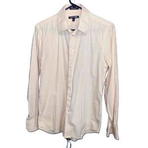 Modern Fit Mens Yellow Long Sleeve Button-Up Dress Shirt Size Small